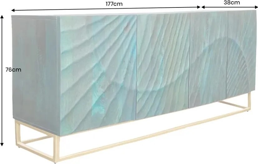 Comoda din lemn de mango Scorpion 180cm, turcoaz
