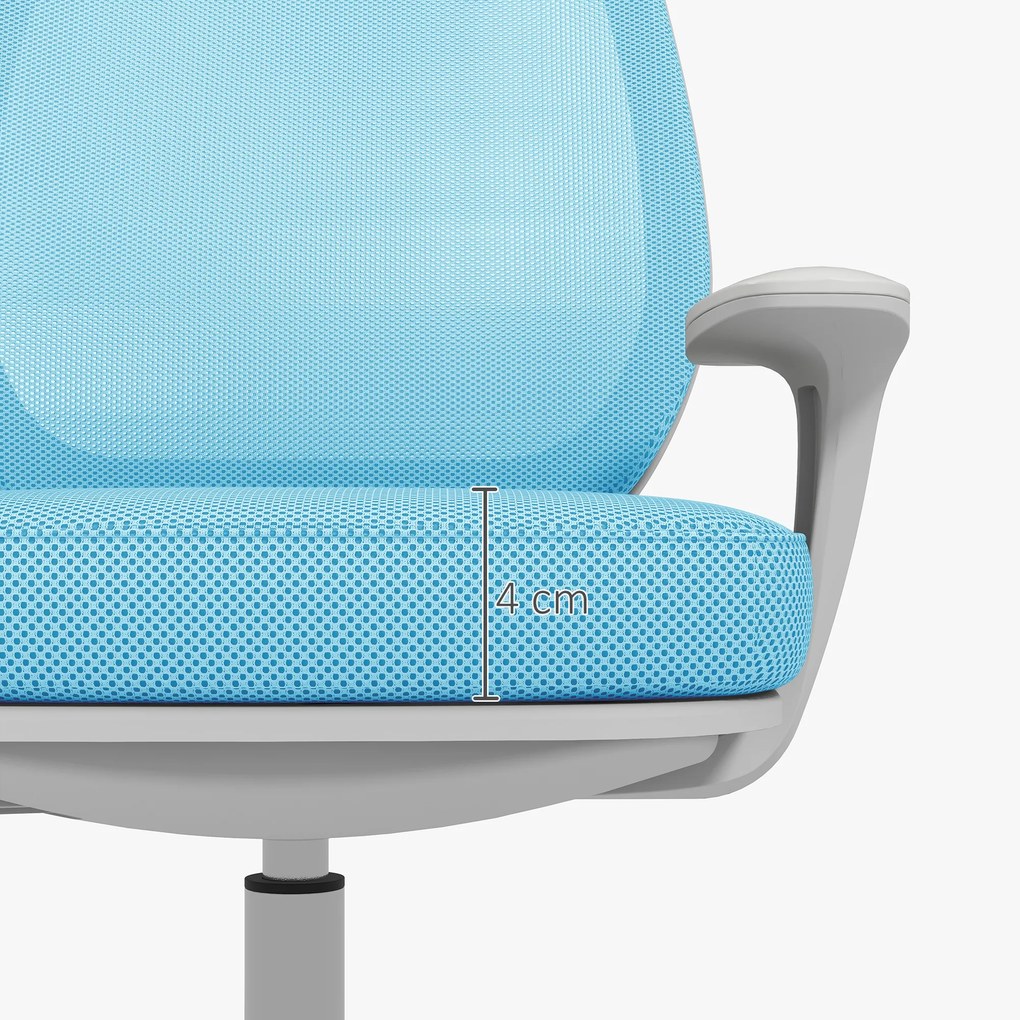 Vinsetto Scaun Birou Ergonomic cu Înălțime Reglabilă, Scaun Rotativ și Respirabil cu Înclinare, 55x48x82.5-94.5 cm, Albastru | Aosom Romania