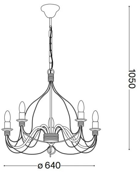 Lustră pe lanț Ideal Lux CORTE 5xE14/40W/230V d. 54 cm cupru