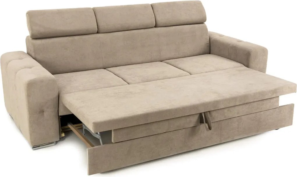 Canapea Extensibilă 3 locuri BELLAGIO, cu tetiere reglabile, 242x95x99 cm, Bej-Enjoy