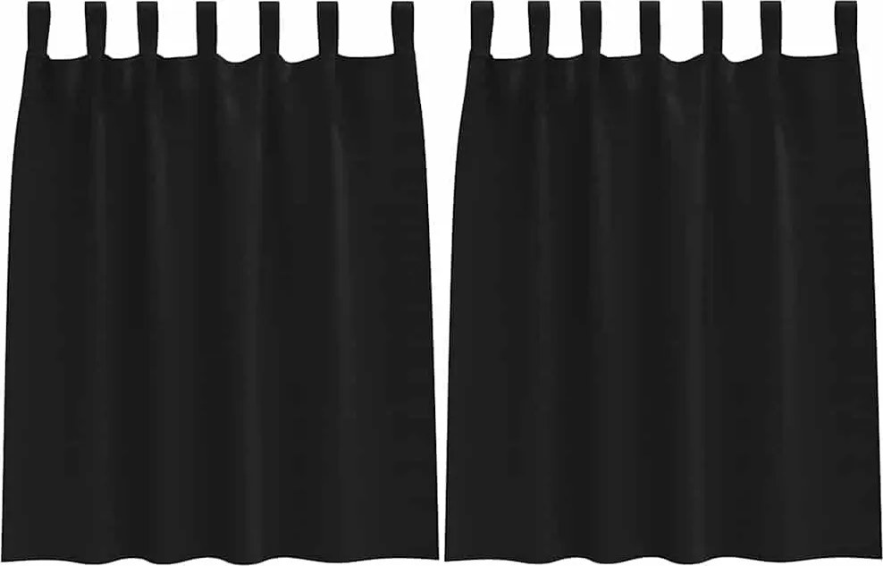 vidaXL Perdele Opaque cu Inel 2 pcs Negru 140 x 140 cm Poliester