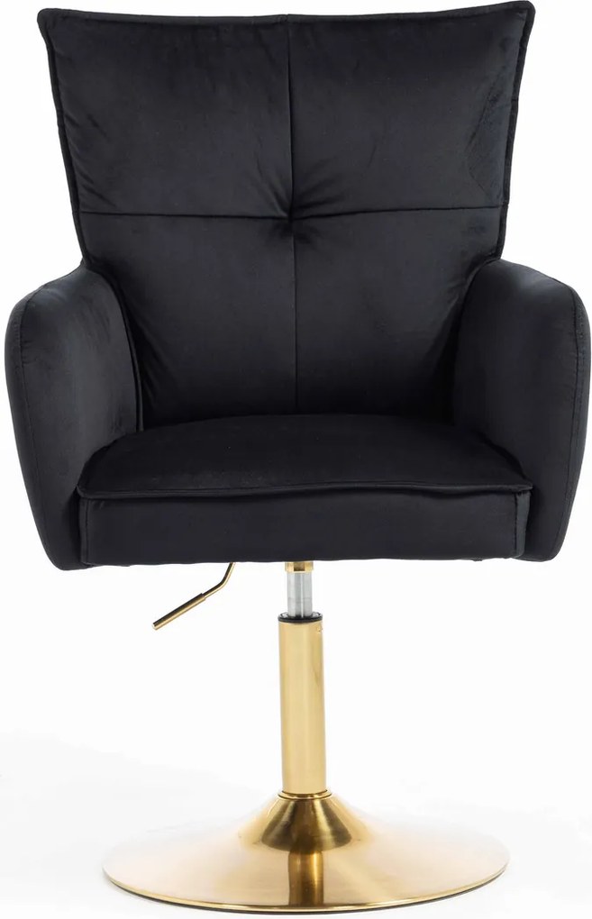 HR250N Scaun Catifea Neagră Bază Aurie