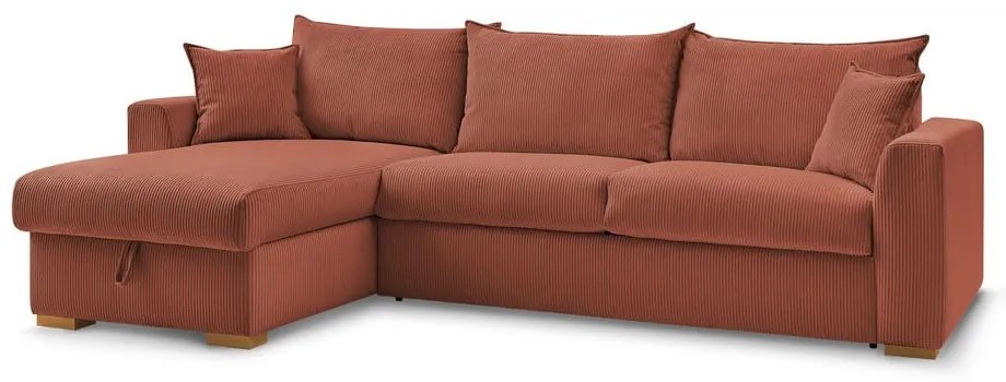 Colțar cărămiziu extensibil cu tapițerie din catifea reiată (cu colț variabil) Augustin – Bobochic Paris