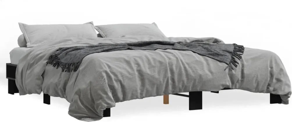 vidaXL Cadru de pat, negru, 200x200 cm, lemn prelucrat și metal