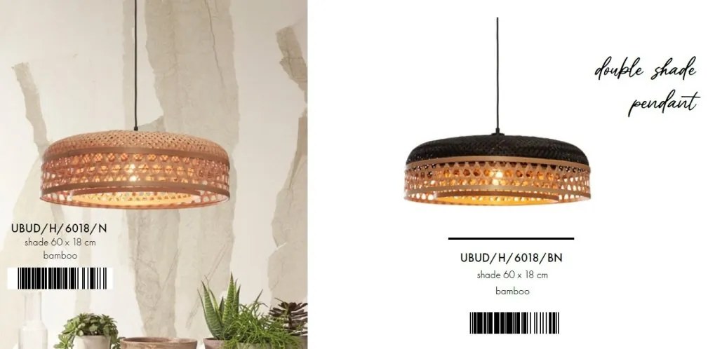 Lustra/Pendul eco din bambus Ubud double shade, nat