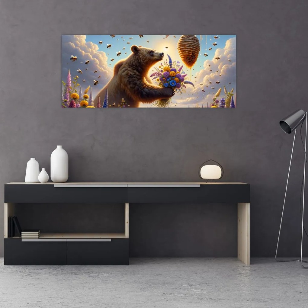 Tablou - Ursul și albinele (120x50 cm)