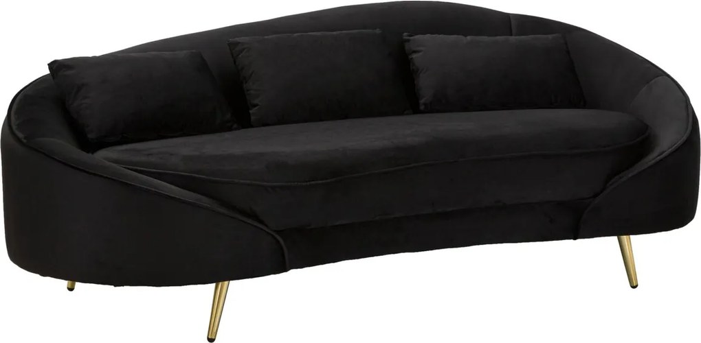 Canapea 3 locuri Oslo, Mauro Ferretti, 185 x 84 x 68 cm, lemn de eucalipt/poliester, negru/auriu