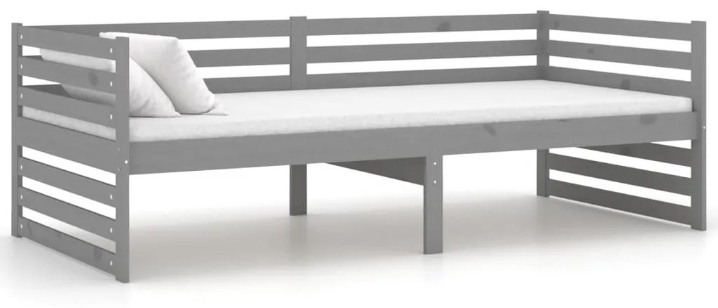 806947 vidaXL Pat de zi, gri, 90x200 cm, lemn masiv de pin