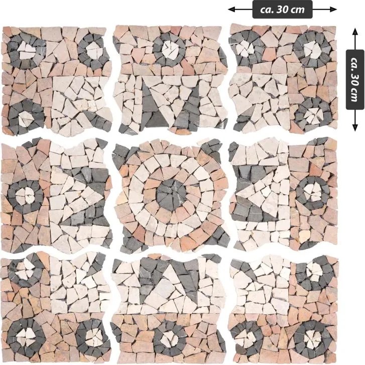 Mozaic din marmură, motiv floare, 90 x 90 cm