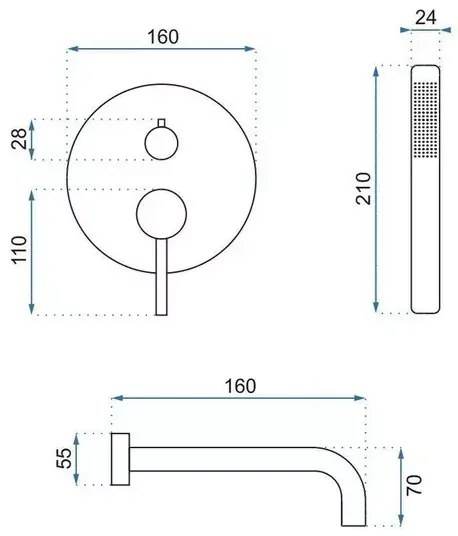 Baterie cada - dus incastrata Rea Lungo alb mat cu set de dus si corp ingropat