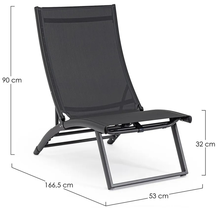 Șezlong de grădină gri antracit din metal Taylor – Bizzotto