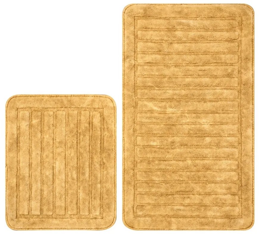 Set covorase de baie 2 piese, Alanur Home, COTTONKT000206, Bumbac, Galben mustar
