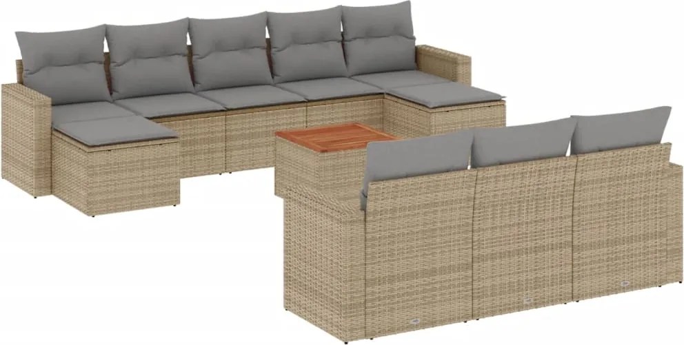 vidaXL Set canapele de grădină cu perne, 11 piese, bej, poliratan