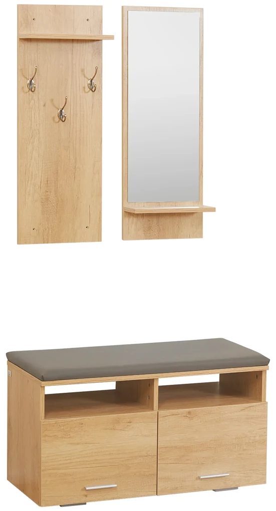 HOMCOM Organizator 3 în 1 pentru Hol, Dulap Pantofi, Oglindă, Finisaj din PAL și Piele PU, Design Modern și Funcțional | Aosom Romania