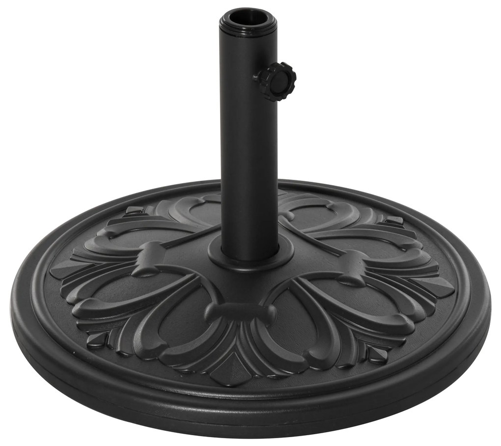 Outsunny Bază Stabilă Rotundă pentru Umbrele, Plastic Rezistent, 13kg, Compatibilă cu Stâlpi 35-38-48mm, Negru | Aosom Romania