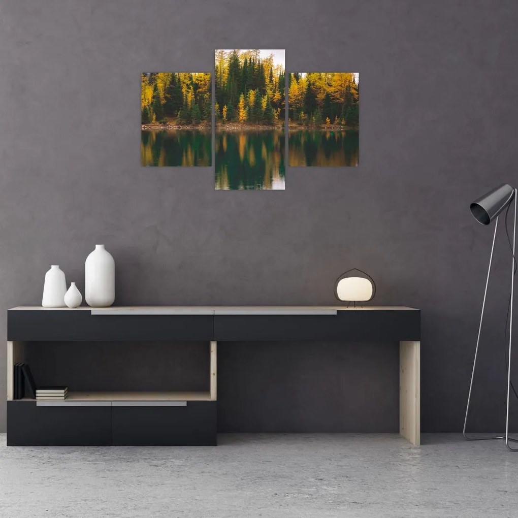 Tablou cu lac de pădure (90x60 cm)