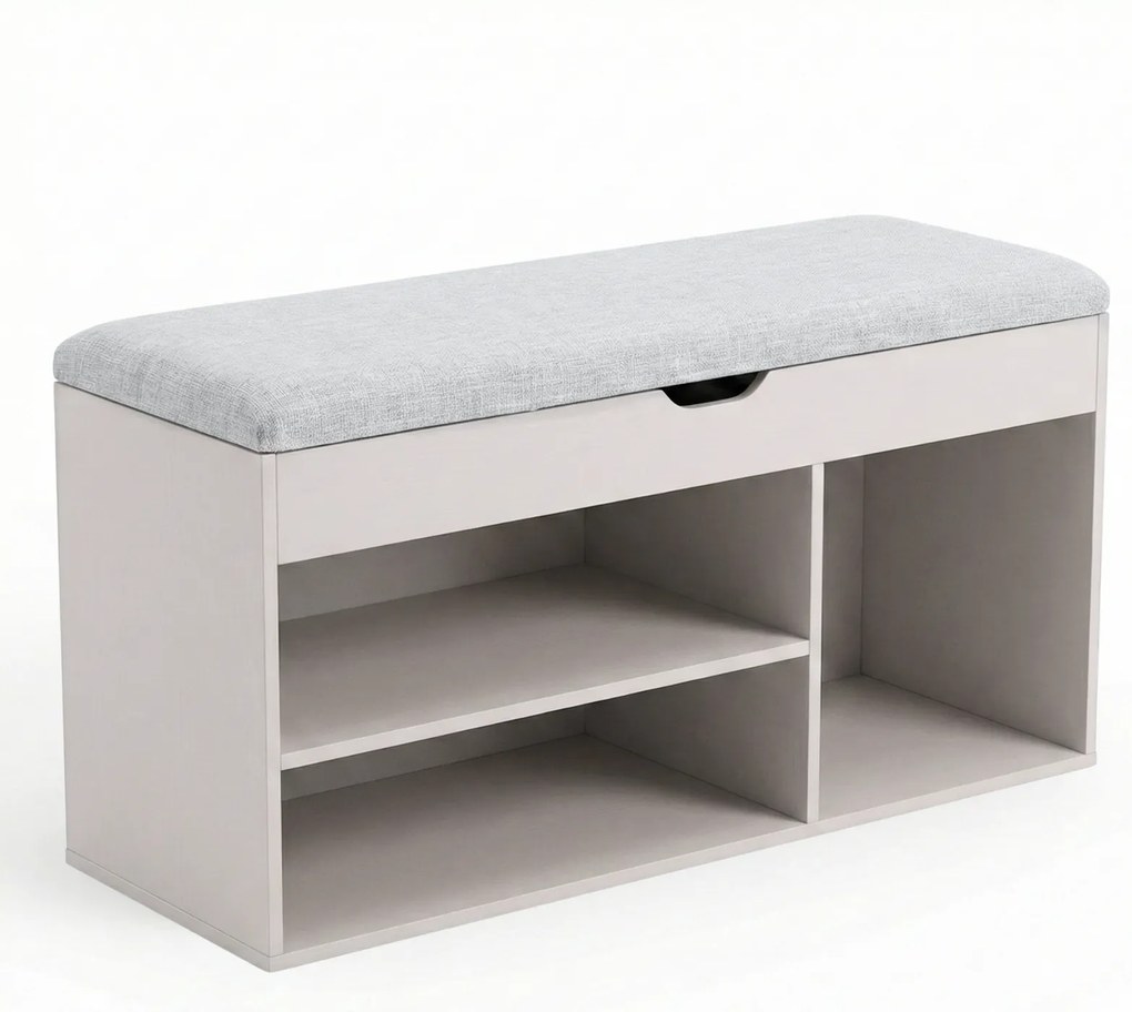 Dulap pentru pantofi cu loc de șezut TRIA, 80 x 43 x 30 cm, gri deschis