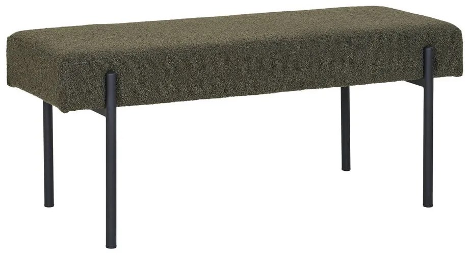 Bancă verde-închis cu tapițerie din țesătură bouclé Swindon – House Nordic