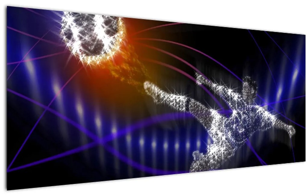 Tablou - Fotbaliști în săritură (120x50 cm)