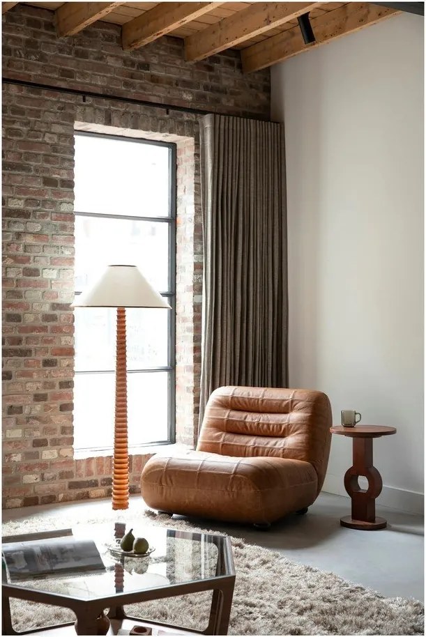 Fotoliu maro coniac cu tapițerie din piele Wyatt – Dutchbone