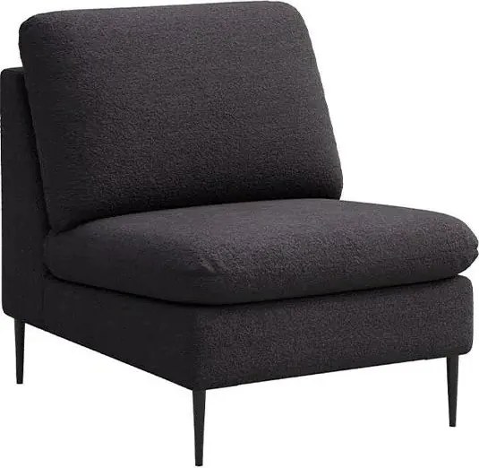 Fotoliu negru cu tapițerie din stofă bouclé Moilo – MESONICA