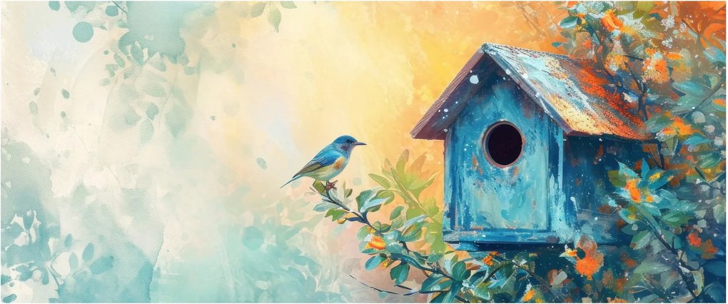 Tablou - Birdhouse, acuarelă, acuarelă (120x50 cm)