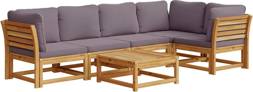 vidaXL Set mobilier grădină cu perne, 6 piese, lemn masiv acacia