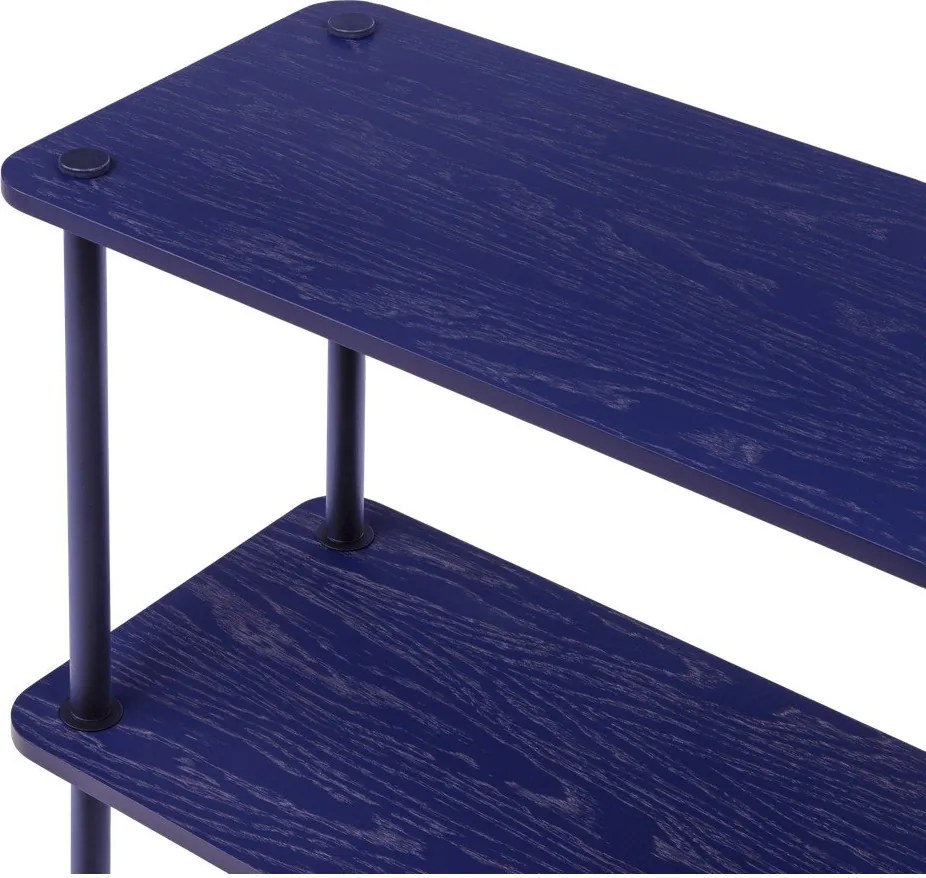 Etajeră albastră cu aspect de lemn de stejar 80x163x35 cm Teidi – noo.ma