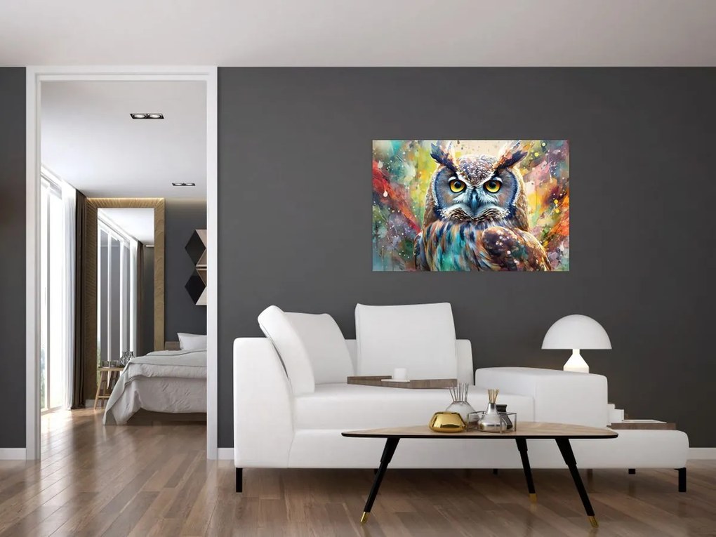 Tablou - Pictură de o bufniță (90x60 cm)