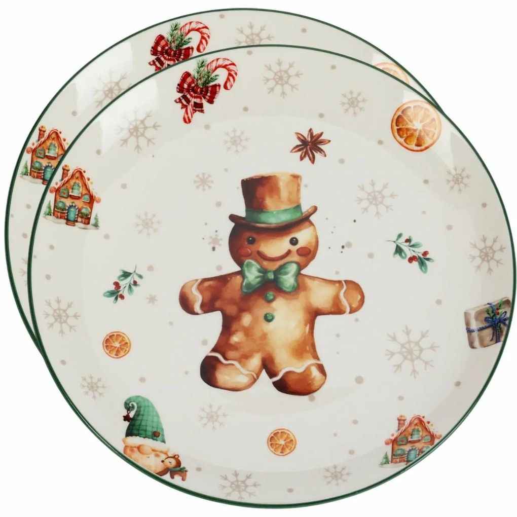 Set 2 farfurii întinse din porțelan Gingerbread 27 cm