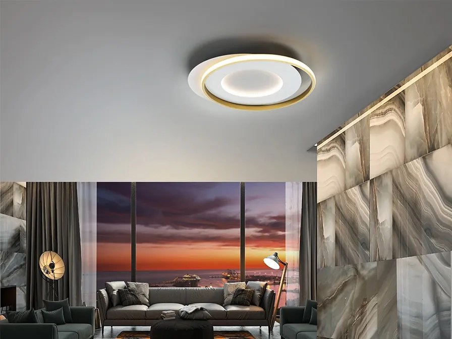 Lustra LED aplicata design modern circular Limbos alb/auriu