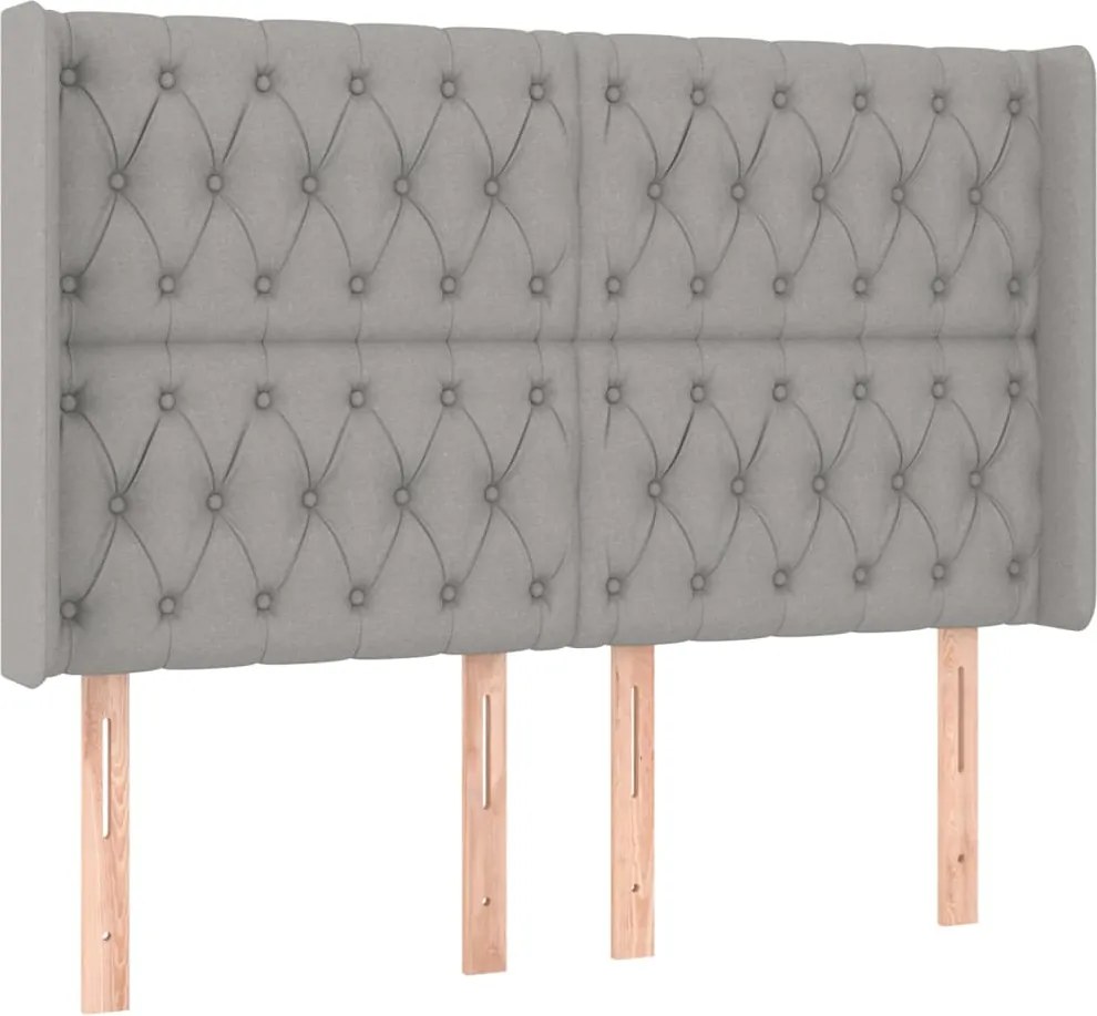 vidaXL Tăblie de pat cu aripioare gri deschis 147x16x118/128 cm textil