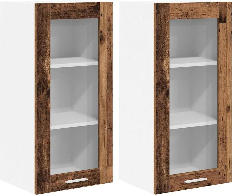 vidaXL Dulap suspendat 2 pcs Lemn vechi 40 x 31 x 80 cm Lemn compozit