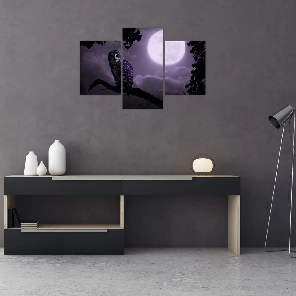 Tablou - Bufniță de noapte, violet (90x60 cm)