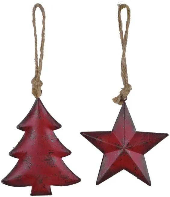 Set 2 decorațiuni suspendate pentru bradul de Crăciun Ego Dekor Misto Trees, roșu