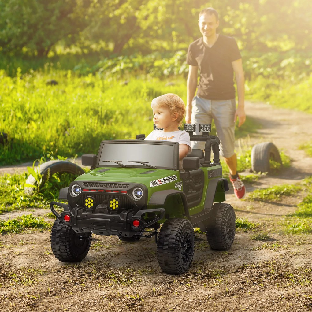 AIYAPLAY Buggy 4x4 mașină electrică pentru copii UTV cu telecomandă 2.4Ghz 2 motoare 12 V verde | Aosom Romania