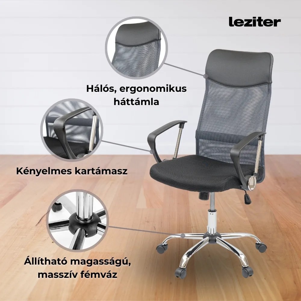 Scaun rotativ ergonomic de birou Fit, gri