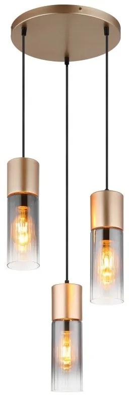 Lustra cu 3 Pendule metal sticla fumurie ANNIKA