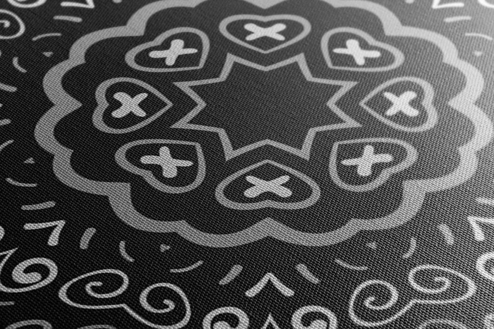 Tablou Mandala iubirii în design alb-negru
