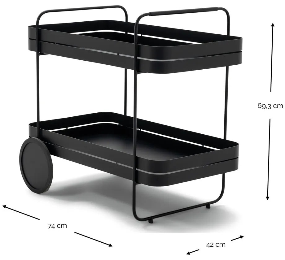 Măsuță de servire cu roți din metal 74x42 cm Gin &amp; Trolley – Spinder Design