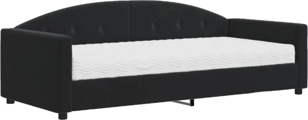 vidaXL Pat de zi cu saltea, negru, 90x200 cm, catifea