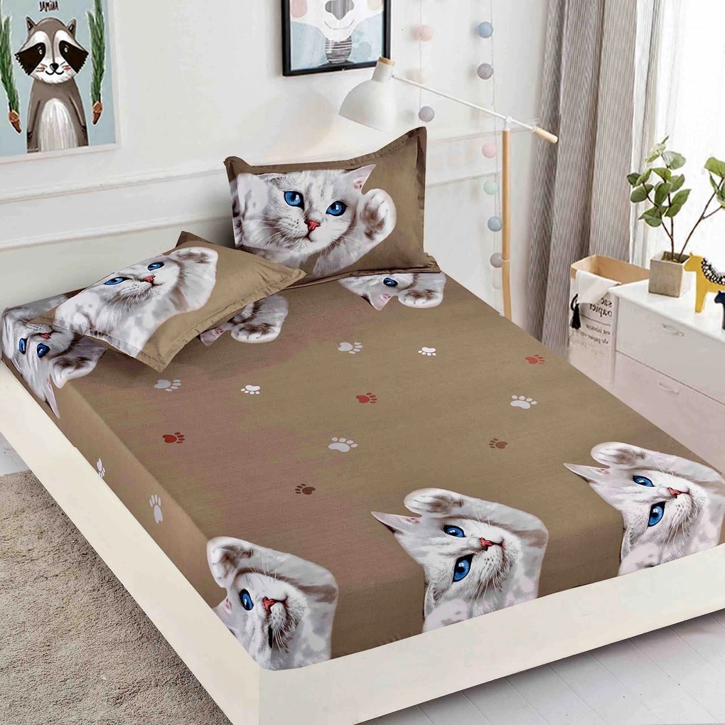 Lenjerie de pat 3 cu elastic 100% bumbac - a717 de la Onesleep