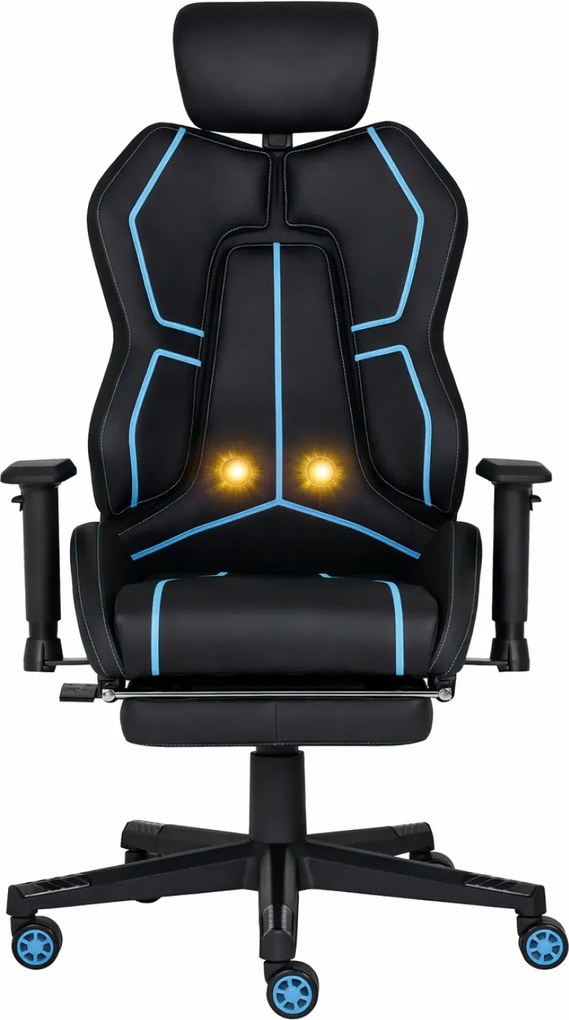 LUMINA X-Motion Core – Gaming & Office –Ergonomie, Masaj Inteligent și Confort Total, PU, Negru/Albastru