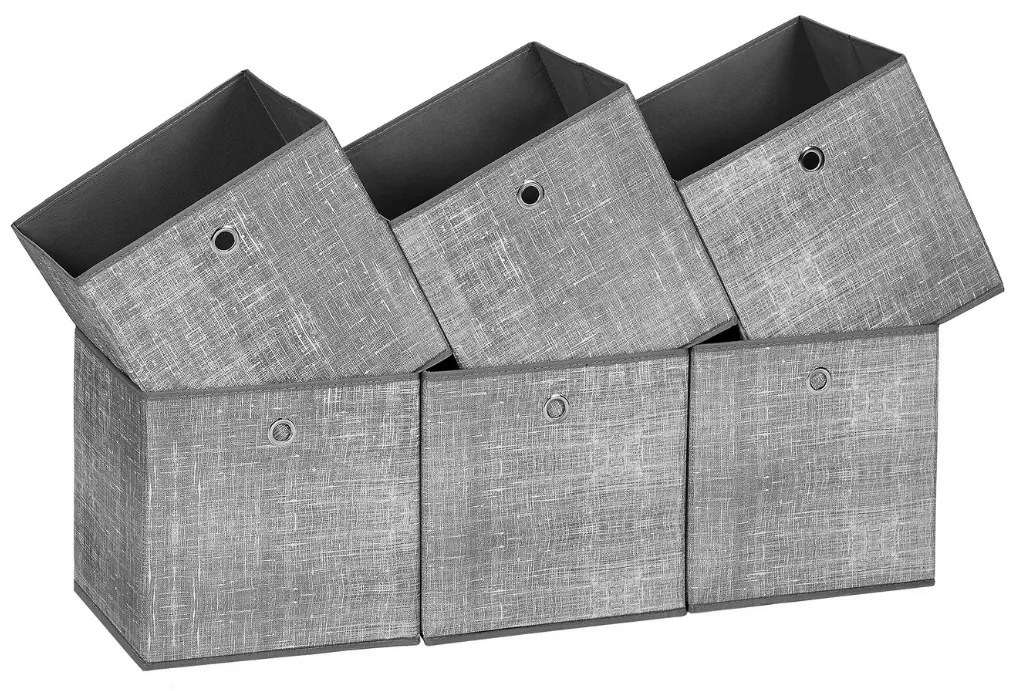 Cutii de depozitare GARY 6 buc, 30x30x30cm, gri SongmicsHome