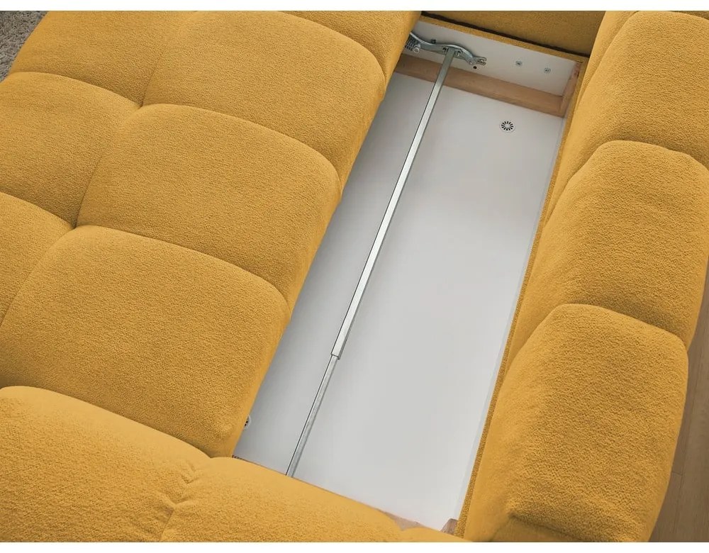 Colțar galben muștar extensibil/cu spațiu de depozitare cu tapițerie din chenille (cu colț pe partea stângă/în formă de ”L”) Everest – Bobochic Paris