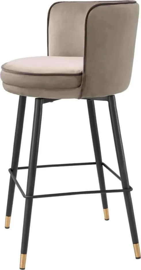 Scaun de bar pivotant design LUX Grenada Counter, catifea Savona greige
