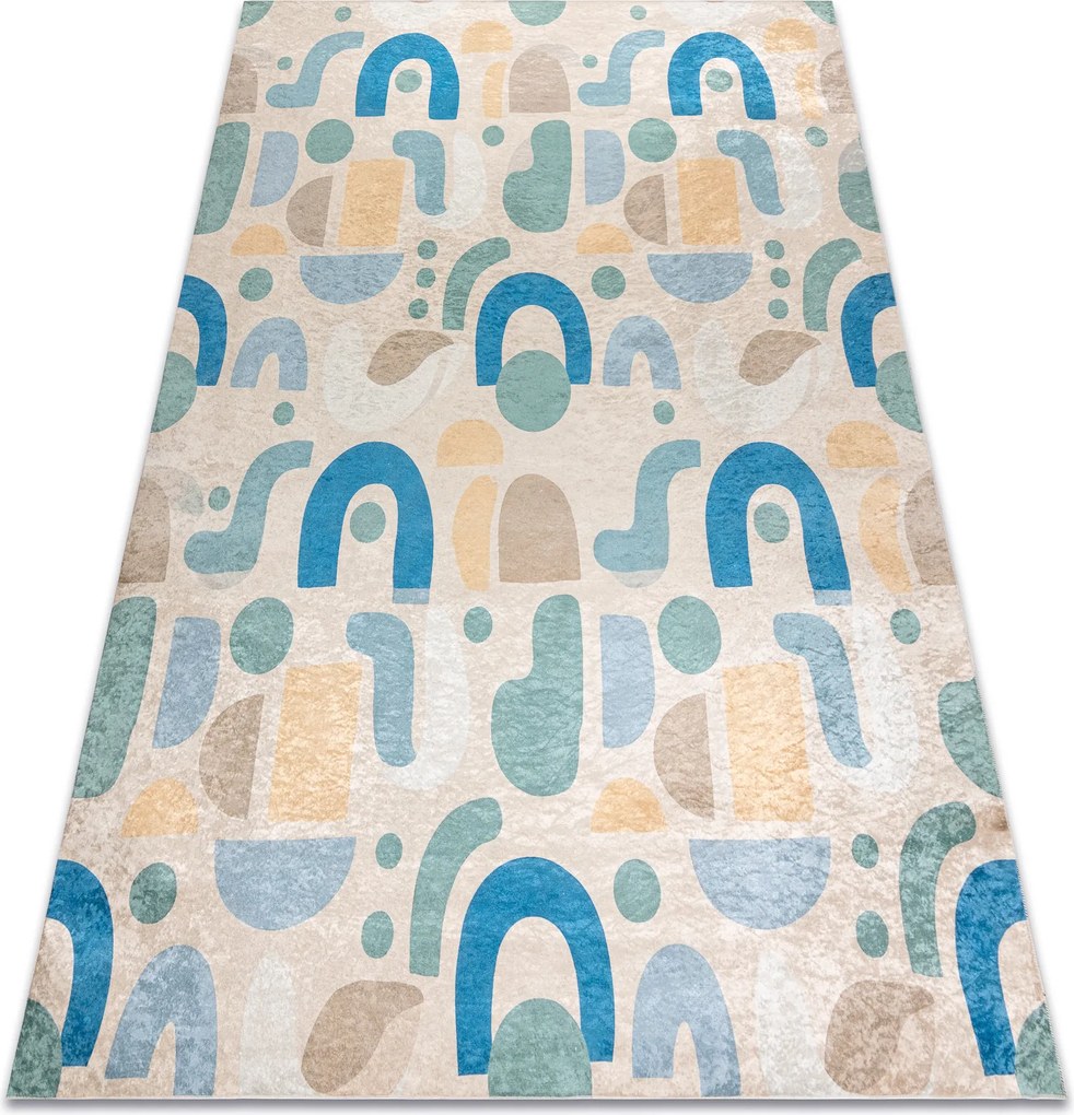 BAMBINO 61460 covor lavabil Geometrică pentru copii anti-alunecare - bej / albastru
