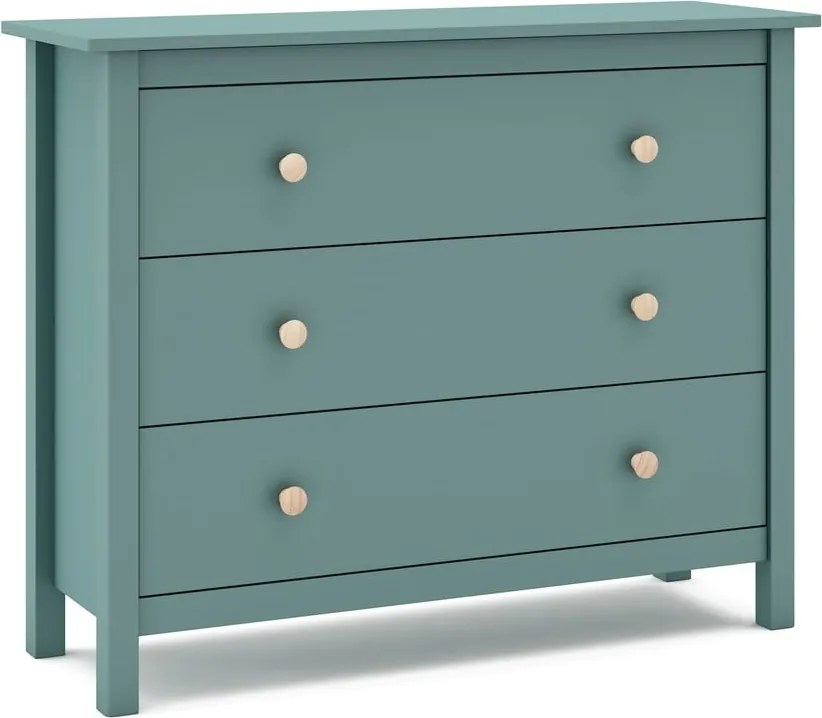 Comodă pentru copii în culoarea petrolului joasă din lemn de pin 100x80 cm Max – Marckeric