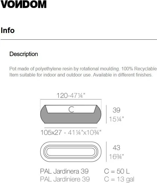Ghiveci plante, Jardiniera de flori design decorativ modern pentru amenajari interioare si exterioare, KANNELLONI PLANTER 51024R Vondom