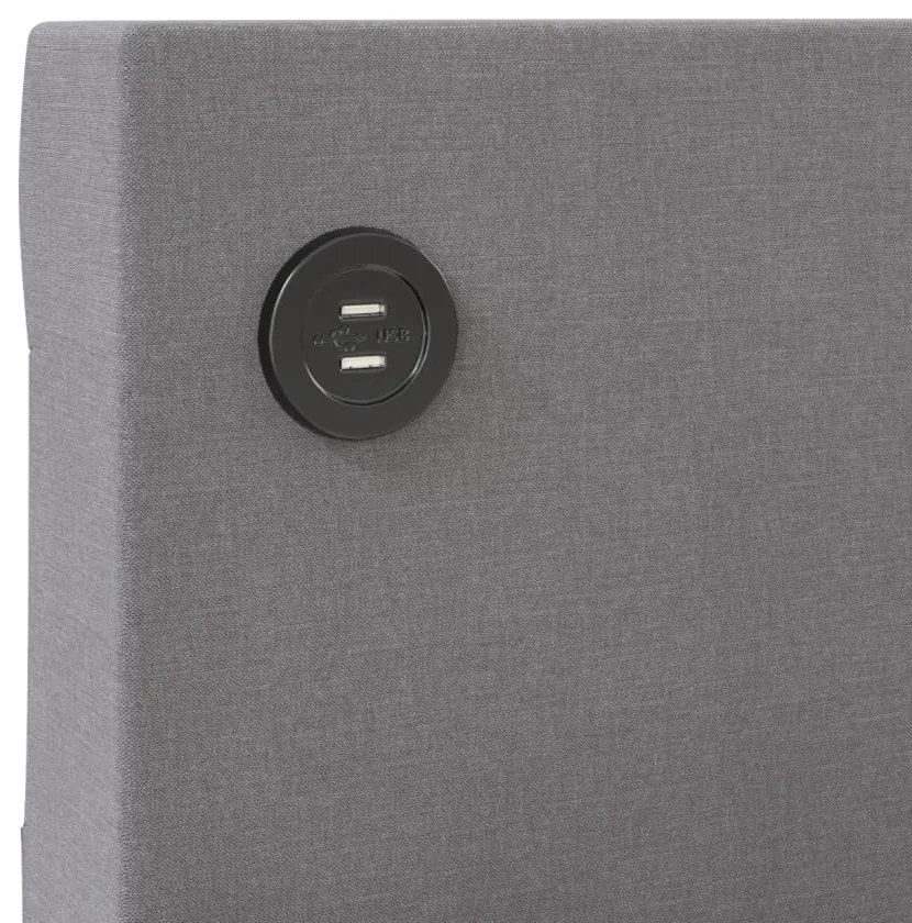 Pat de zi cu saltea si USB, gri deschis, 90x200 cm, textil Gri deschis